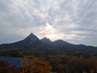 This is Bukhansan Mountain in autumn, dyed red.