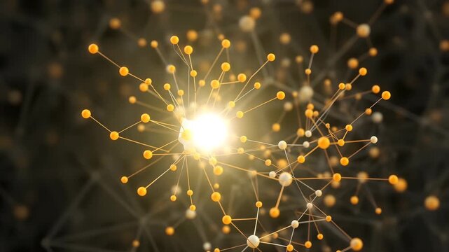 Illustrative 3D Animation of Neural Network. Concept: Chatbot, Artificial Intelligence, Deep Learning, Machine Learning and Large Language Model Visualization.