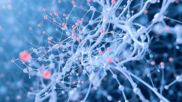 Illustrative 3D Animation of Neural Network. Concept: Chatbot, Artificial Intelligence, Deep Learning, Machine Learning and Large Language Model Visualization.
