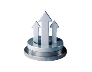 3D Growth Arrow Platform Symbolizing Business Performance Increase
