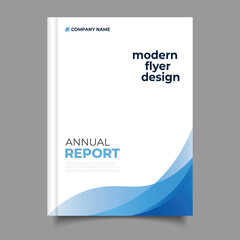 business blue annual report cover template flyer design wavy decoration