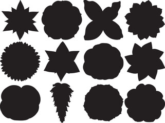 black shapes on white background