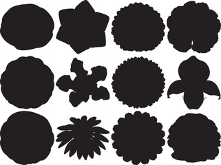 Collection of diverse floral and plant silhouettes