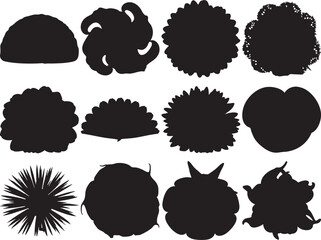 Collection of various abstract floral silhouettes for design projects