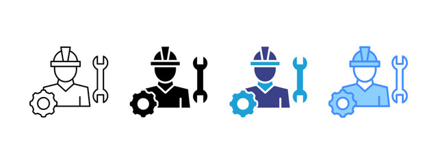 Engineer icon set multiple style collection