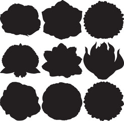 Silhouettes of Various Flowers
