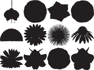 Silhouette Collection of Various Flowers