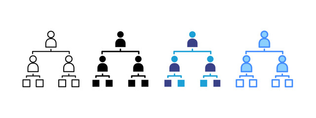 Hierarchical Structure icon set multiple style collection