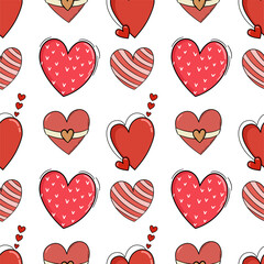 Hearts of Affection: A repeating pattern of meticulously drawn hearts, each embodying a unique charm with soft color palette, expressing feelings of love.
