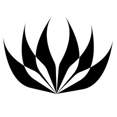 Abstract Black Lotus Flower Shape Minimal Symmetrical Design