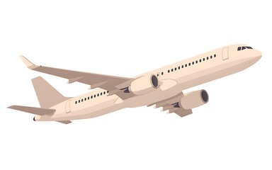 Fototapeta premium Airplane flying in the sky isolated on white background