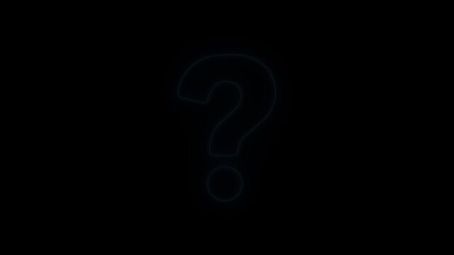Red neon looping question mark animation. digital 3D big question sign motion. Why asking Questioning problem 4k video.