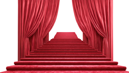 Red carpet and golden barriers realistic 3d vector illustration