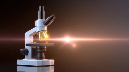 High-Detail Laboratory Microscope with Bright Light Reflection Isolated on Dark Background Perfect for Science and Research Concepts in Education