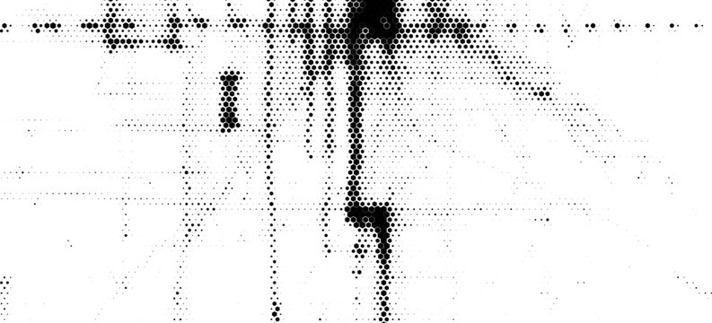 Hexagon corner halftone gradient texture. Diagonal black grunge hex gradation background. Geometric retro tech wallpaper. Fading hexagonal pattern backdrop. Vector vanishing honeycomb grunge overlay