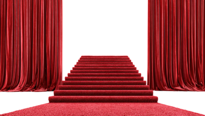Red carpet and golden barriers realistic 3d vector illustration