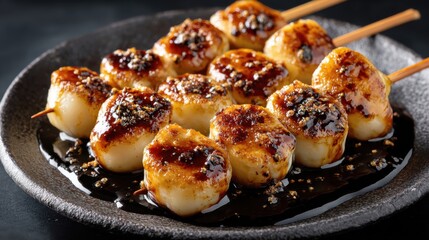 タレに浸かった焼き団子