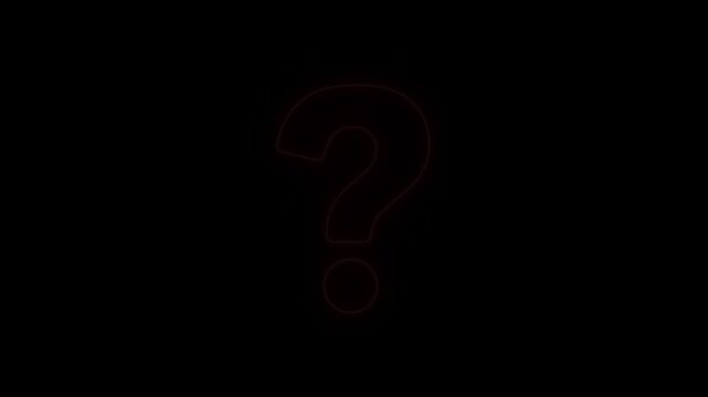 Red neon looping question mark animation. digital 3D big question sign motion. Why asking Questioning problem 4k video.