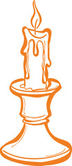 Candlestick with lit flame