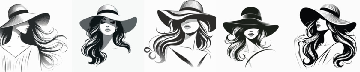 vector woman wearing a hat on white background flat design