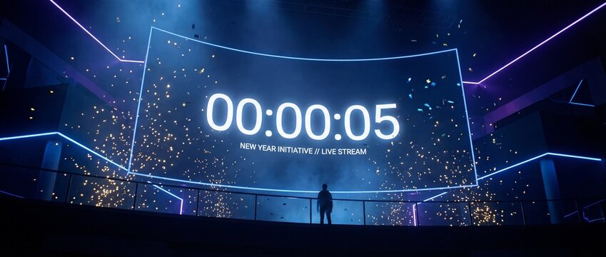 New Year Countdown Event with Live Stream and Festive Atmosphere