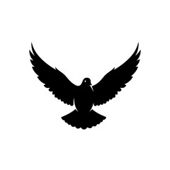Obraz premium Flying Bird Silhouette Vector Freedom Dove Symbol Isolated on White Background