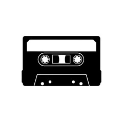 Obraz premium Cassette Tape Silhouette Vector Vintage Audio Music Icon Isolated on White Background