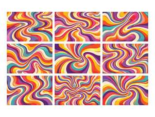 Vibrant swirling patterns in rainbow colors for creative design