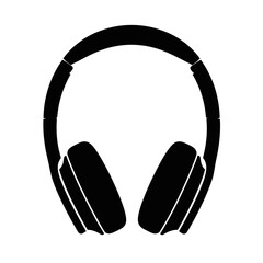 Headphones Silhouette Over Ear Style Black Vector Audio Icon on White Background for Music