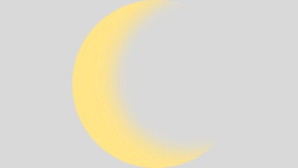 Soft yellow crescent moon on light gray background
