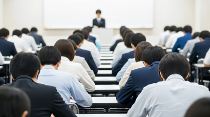 Japanese Business People Taking Professional Certification Test - Reskilling and Education Image