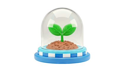 Sprout Growing Under Glass Dome - Concept Illustration
