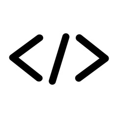 Obraz premium )Minimal code icon symbolizing programming, web development, and software engineering. Simple angle bracket design representing coding, developer tools, source code, and technology concepts