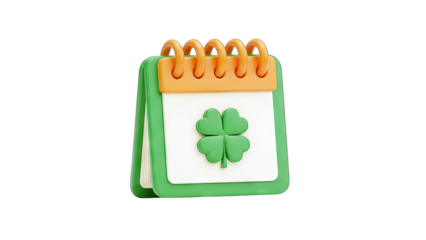 St. Patrick's Day Calendar with Clover Icon Isolated