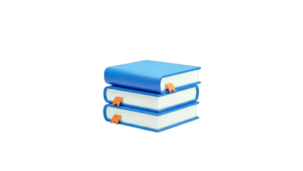 Stack of Books with Bookmarks on White Background