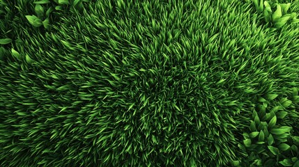 Lush Green Grass and Leaves from Above Capturing Nature's Vibrant Textures and Patterns