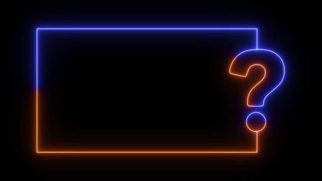 Animated question mark with rectangle frame icon. glowing question mark loop motion graphics. question mark video footage.