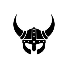 Fototapeta premium Viking Warrior Helmet Silhouette Vector Illustration Isolated on White Background for History and Medieval Design