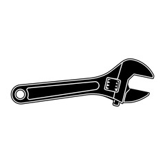 Obraz premium Adjustable Spanner Wrench Silhouette Vector Icon Isolated on White Background for Plumbing and Mechanical Work