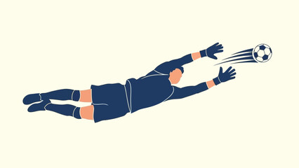 Dynamic illustration of a soccer goalkeeper diving to make a save during a game