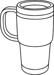 Thermos mug isolated on white background, showcasing sleek design and practical features, ideal for travel and outdoor activities, with copy space for branding