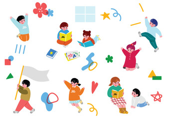 楽しそうに遊ぶ子供たちのイラスト