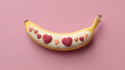Creative Pink Banana Valentine Love Concept