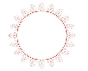 Vintage pink floral frame vector illustration with a round lace ornament and retro border design for a wedding invitation card, greeting or decorative banner element