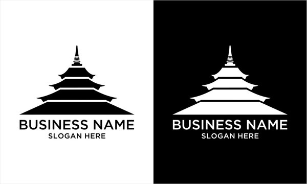 Minimalist Pagoda Temple Logo Design for Business Branding.