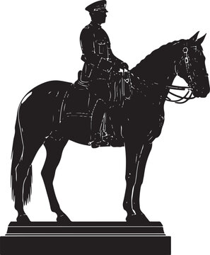 Silhouette of a man on horseback on a pedestal rider