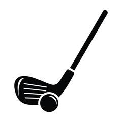 Golf club and ball silhouette isolated on white