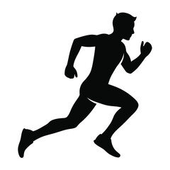 Runner sprinting on a white background silhouette