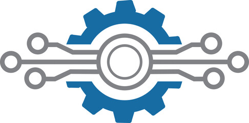 Gear technology, Artificial Intelligence, Gear processor chip Gear Symbol, Intelligence sign, innovation futuristic