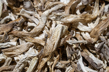 Lyophyllum decastes or deer antler mushroom ingredient background.